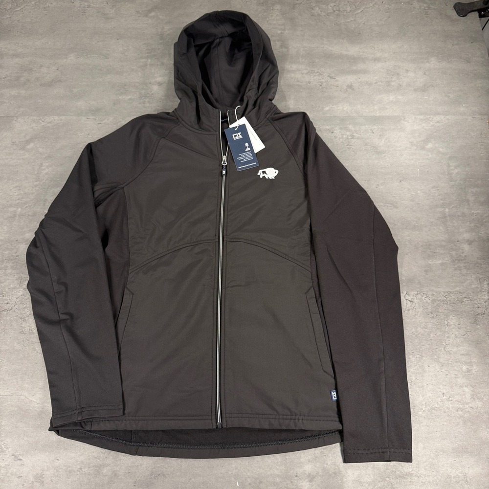 Cutter & Buck Jacket Mens L Adapt Eco Hybrid Black Buffalo Bill Full Zip Hoodie